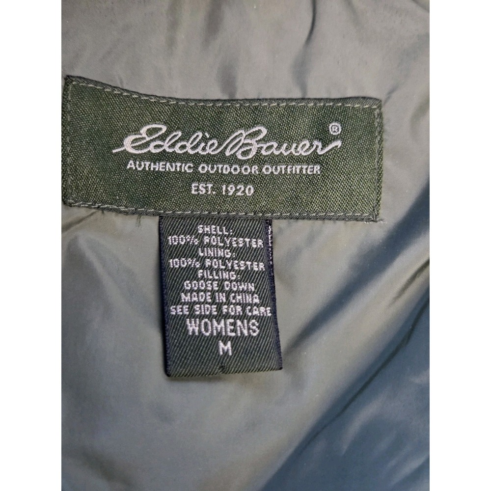Eddie Bauer Womens Quilted Goose Down Puffer Vest Full Zip Medium Green - Picture 12 of 16